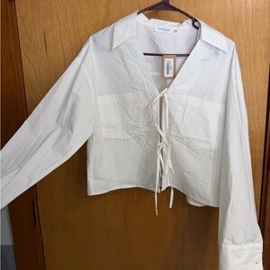 Vestique White Lace-Up Blouse